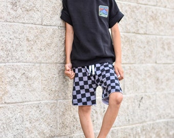 Black check shorts - beach or midi style