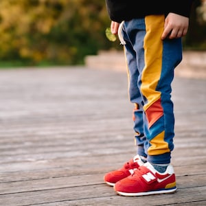 Retro joggers - colorblock joggers -Oeko tex jersey retro joggers - fall outfit for kids and baby