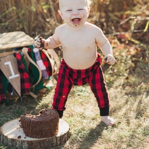 Red and Black Buffalo Plaid Baby Leggings Valentine's Baby Boy Leggings Toddler Pants Baby Pants Baby Joggers Toddler Leggings image 7