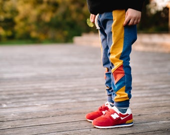 Retro joggers - colorblock joggers -Oeko tex jersey retro joggers - fall outfit for kids and baby