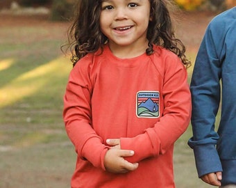 Terracotta Sweatshirt for kids - Outdoor kid shirt - Patch camp shirt - Camp collection - Faux patch shirt
