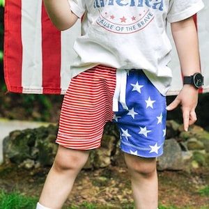 4th of july beach shorts fourth of july shorts red white blue baby shorts shorts patriotic shorts harem shorts baby boy shorties image 1