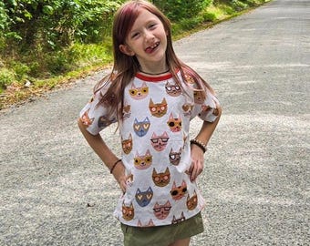 Cool cat shirt - regular or boxy ,