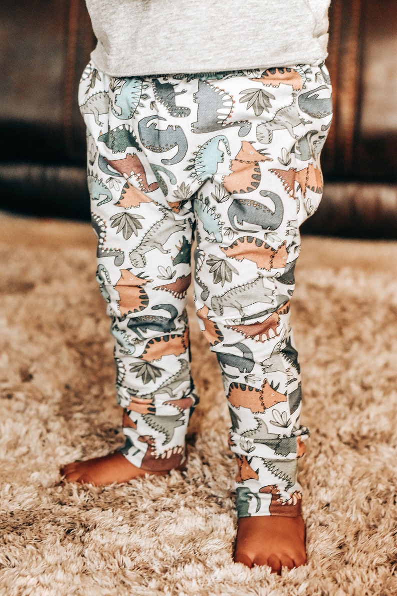 Dino baby harems okeo tex certified baby clothes dinosaur pants baby pants baby leggings unisex toddler leggings image 2