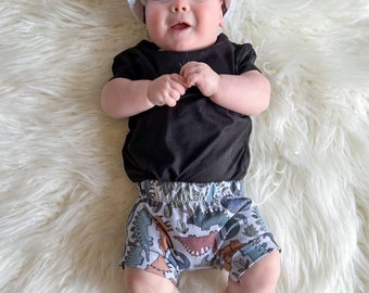 Dino baby shorts - dinosaur  kids shorts - oeko tex cotton toddler clothes