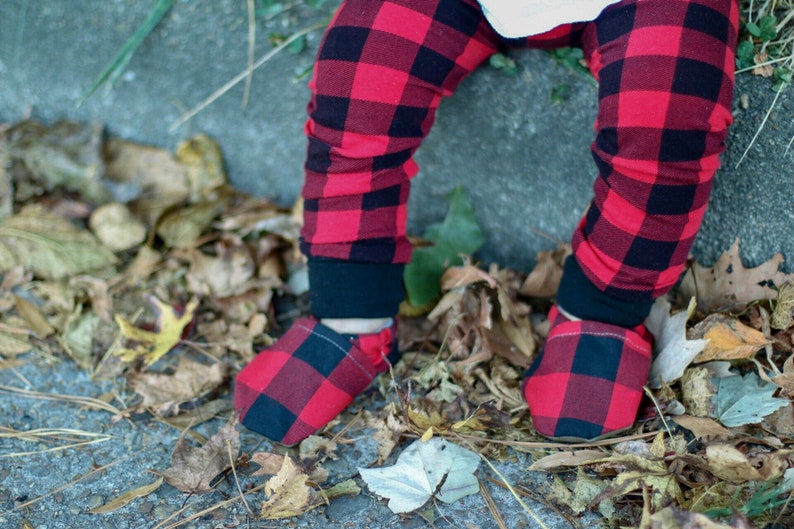 Red and Black Buffalo Plaid Baby Leggings Valentine's Baby Boy Leggings Toddler Pants Baby Pants Baby Joggers Toddler Leggings image 5