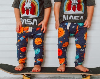 Baby boy pants - space pants - solar system baby boy outfit - baby leggings - toddler leggings - unisex baby space pants - baby shower gift