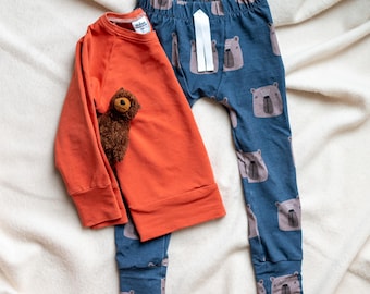 Bear pants - BEar leggings, joggers, harems - handmade toddler kids pants - oeko tex jersey