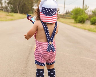 4th of july outfit baby boy - fourth of july romper - first fourth of july -american flag outfit - patriotic outfit boy - overalls -overall