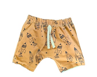 Spaceship shorts -rocket shorts- Ochre - Mustard beach shorts