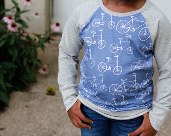 Bike shirt - bike pullover - bike raglan for kids. - oeko tex fabric-