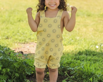 Sun overalls - sunshine romper - summer overalls for toddler boy or girl - gifts under 50 - first birthday gift - summer birthday - sunny
