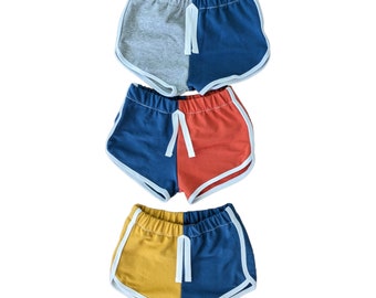 Colorblock track shorts - multiple colors available - retro shorts for kids