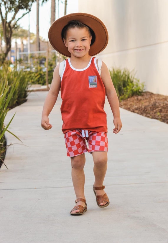 French Terry Terracotta and Pink Beach Shorts Toddler Boys Girls Shorts Faux Drawstring Shorts Shorts Etsy