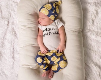 Lemon Coming home outfit - Take home outfit - Newborn baby gift - baby shower gift -Fruit lemon oranges, headband, pants, bodysuit, hospital