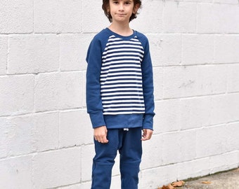 Kids stripe shirt- multiple colors available - kids warm cozy shirt - handmade gift for kids- capsule wardrobe minimalist