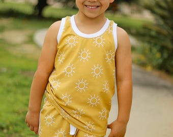 Sunshine track set : handmade sunshine tank and track shorts