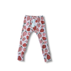 Baby leggings - toddler leggings - Strawberry pants - fall leggings for kids - Gifts under 40 - kids fall clothes  back to school