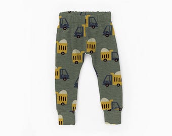 Dump Truck Toddler Leggings - Handmade Vehicle Print Pants