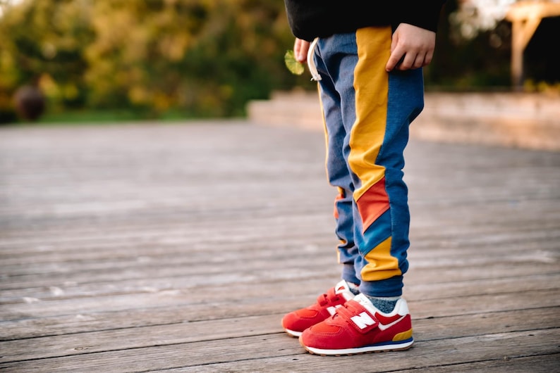 Retro joggers - colorblock joggers -Oeko tex jersey retro joggers - fall outfit for kids and baby