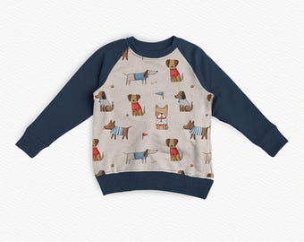 Dog Print Raglan – Kids Puppy Shirt, Dog Lover Gift