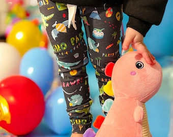 Dino birthday boy - Dinosaur bday pants - Dino pants - Dinosaur party - Dinosaur birthday outfit - Oeko tex certified fabric - faded black