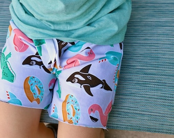Pool float shorts, Jersey cotton shorts for kids with pool floaties