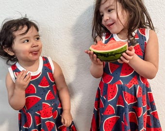Handmade Watermelon Peplum Dress, Summer Fruit Outfit