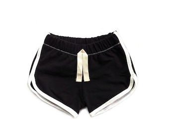 Black Track shorts - toddler boys girls shorts - faux drawstring shorts -  shorts - oeko tex certified