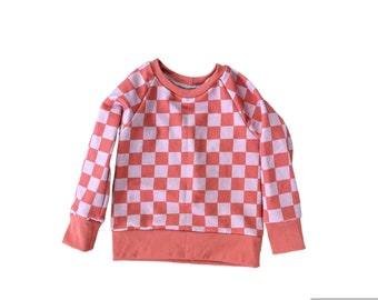 Terracotta check pullover - Camp collection - French terry sweatshirt checker print