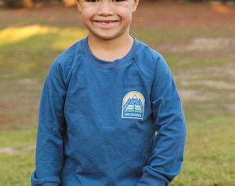 Blue Pullover for kids - Camp collection - Ski school sweatshirt - Blue outdoorsy kids shirt - Camp shirt for kids