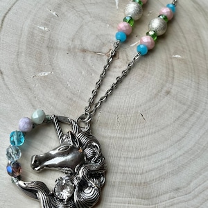 Unicorn Pendant Bead & Chain Necklace
