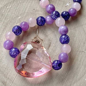 Glass Heart Gemstone Beaded Stretch Bracelet