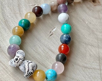 Koala Mixed Gemstone Beaded Stretch Anklet
