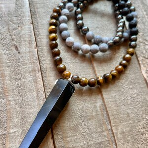 Onyx Point Gemstone Beaded Necklace