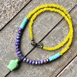 Kids Turtle Pendant Beaded Necklace