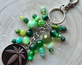 Marijuana Leaf Beaded Keychain