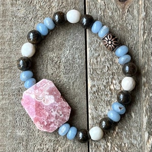 Rhodochrosite Gemstone Beaded Stretch Bracelet