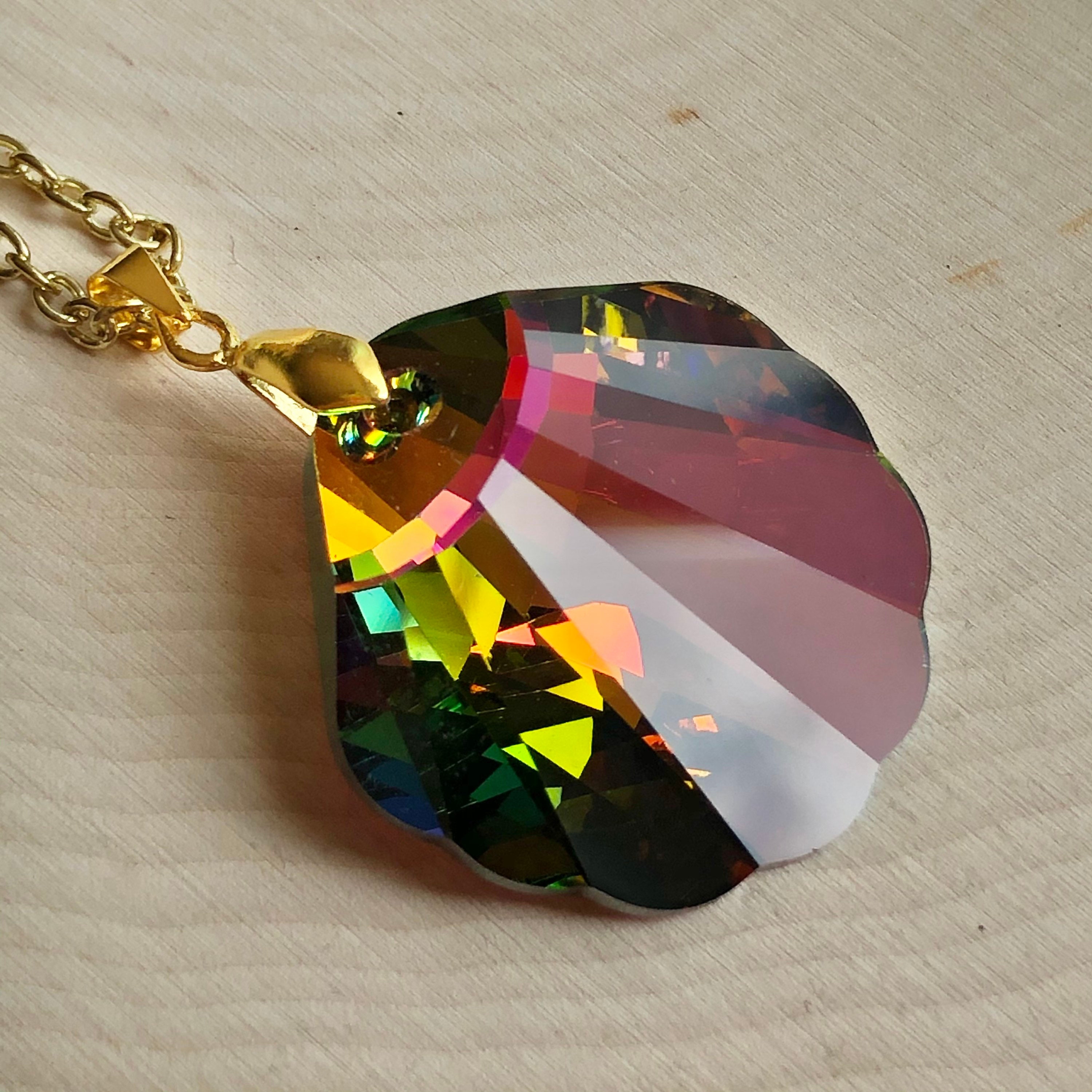 Swarovski Crystal Shell Bead & Chain Necklace - Etsy