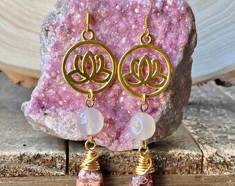 Lotus Gemstone Beaded Earrings