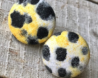 Cheetah Print Fabric Covered Button Studs