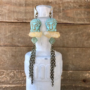 Buddha Bead & Chain Earrings