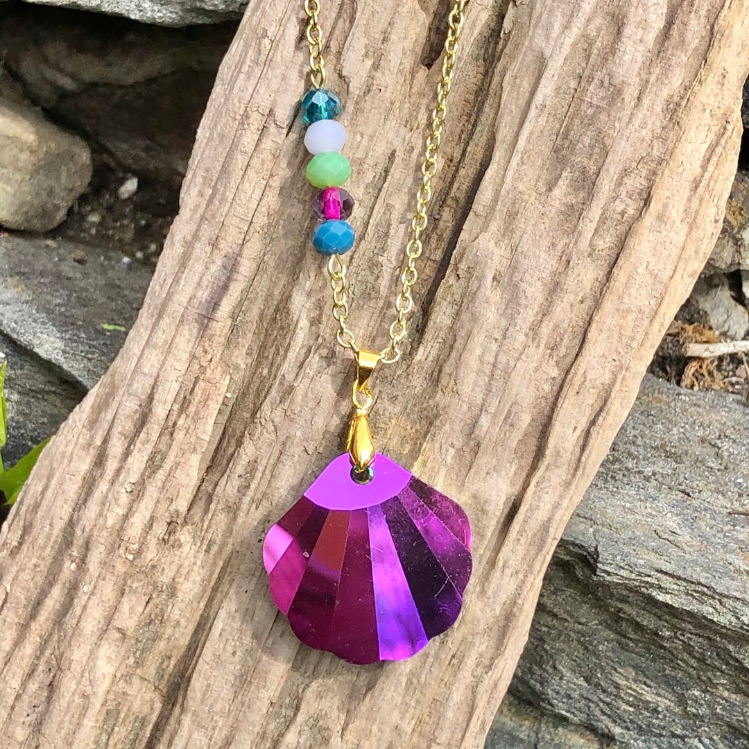 Swarovski Crystal Shell Bead & Chain Necklace - Etsy