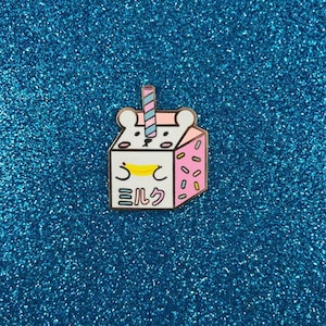 Banana Milk Bear Carton Hard Enamel Pin - Bashful Bear Drink Fridge Series