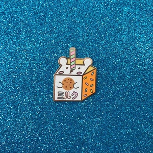 Cookie Milk Bear Carton Hard Enamel Pin - Bashful Bear Drink Fridge Series