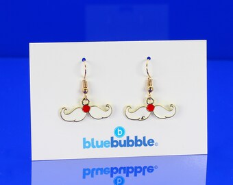 bluebubble MERRY CHRISTMAS Santa Moustache Dangle Drop Earrings on Gift Card