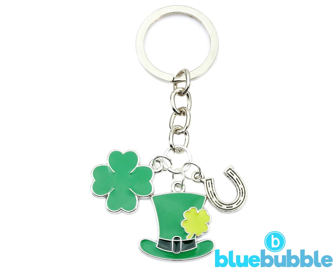 Bluebubble GOOD LUCK Lucky Charm Keyring Key Chain on Gift Card (4 Leaf ...