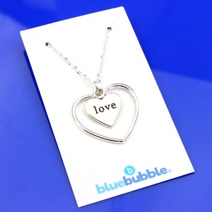 bluebubble BE MINE Collier Charme Cœur Flottant Argent sur Carte Cadeau - Valentine Love