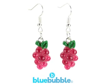 bluebubble FEELIN FRUITY Raspberry Dangle Earrings on Gift Card - Cute Kitsch Retro Fruit