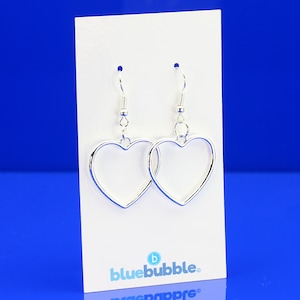 bluebubble MY VALENTINE Silver 25mm Boucles d’oreilles pendantes en cœur creux sur carte-cadeau